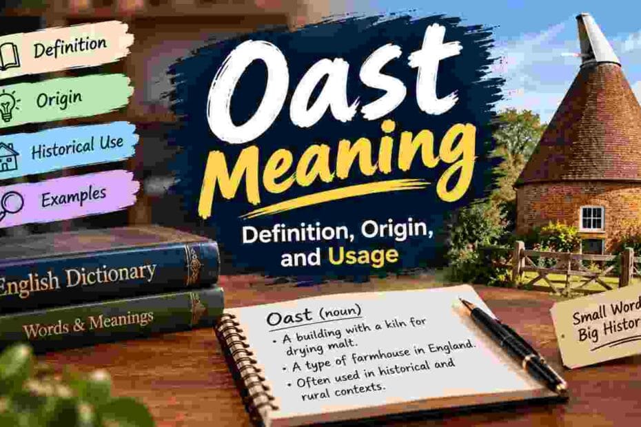 Oast meaning definition showing an English oast house and historical use